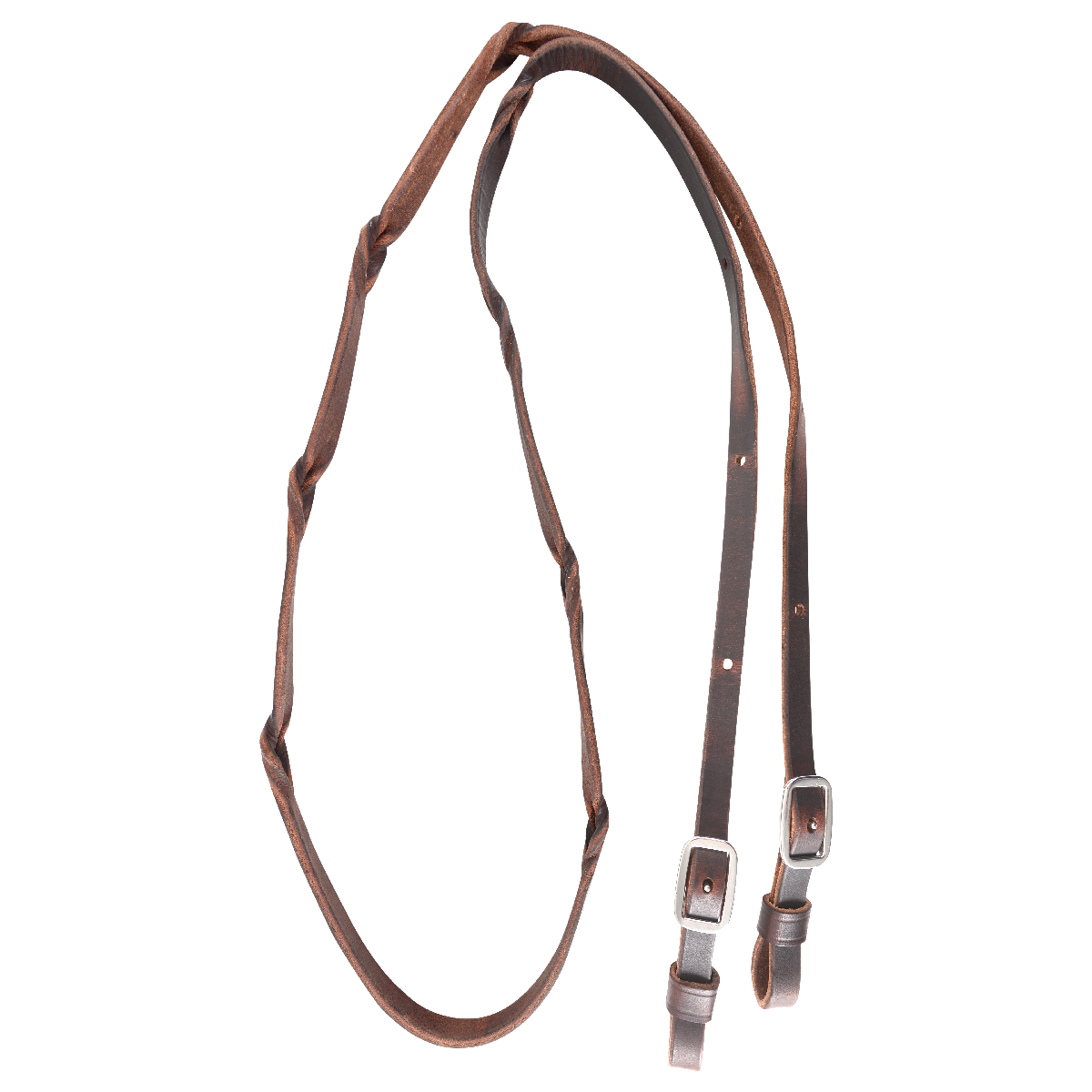 Barrel Reins 5/8" 2 plat Braid Choc Harness