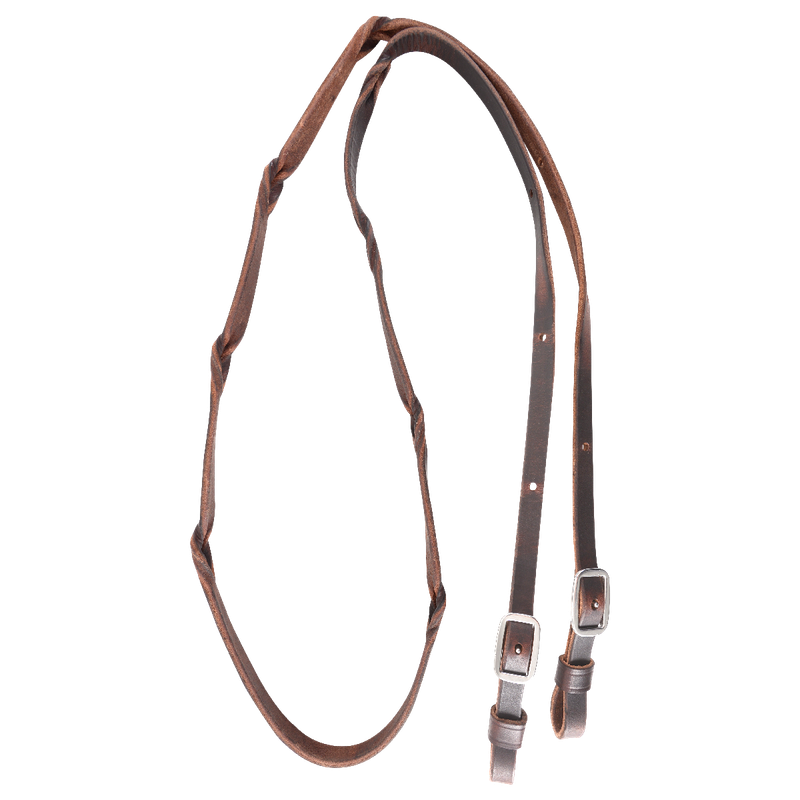 Barrel Reins 5/8" 2 plat Braid Choc Harness