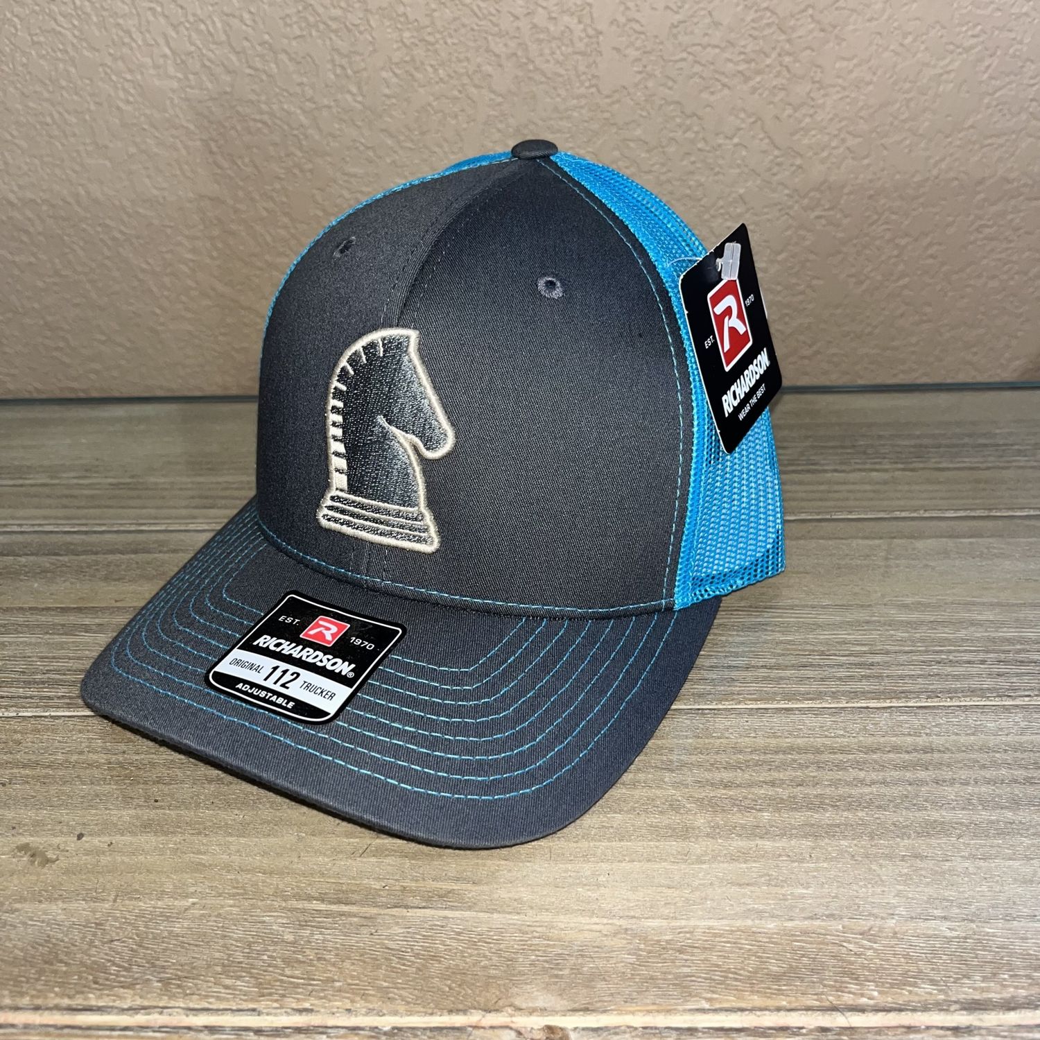 3D/Puff Embroidery Charcoal/Neon Blue