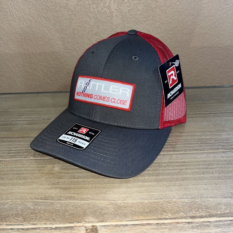 RR Embroidery Patch Charcoal/Red