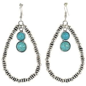 Earrings Beaded Teardrop w/Turq Stones