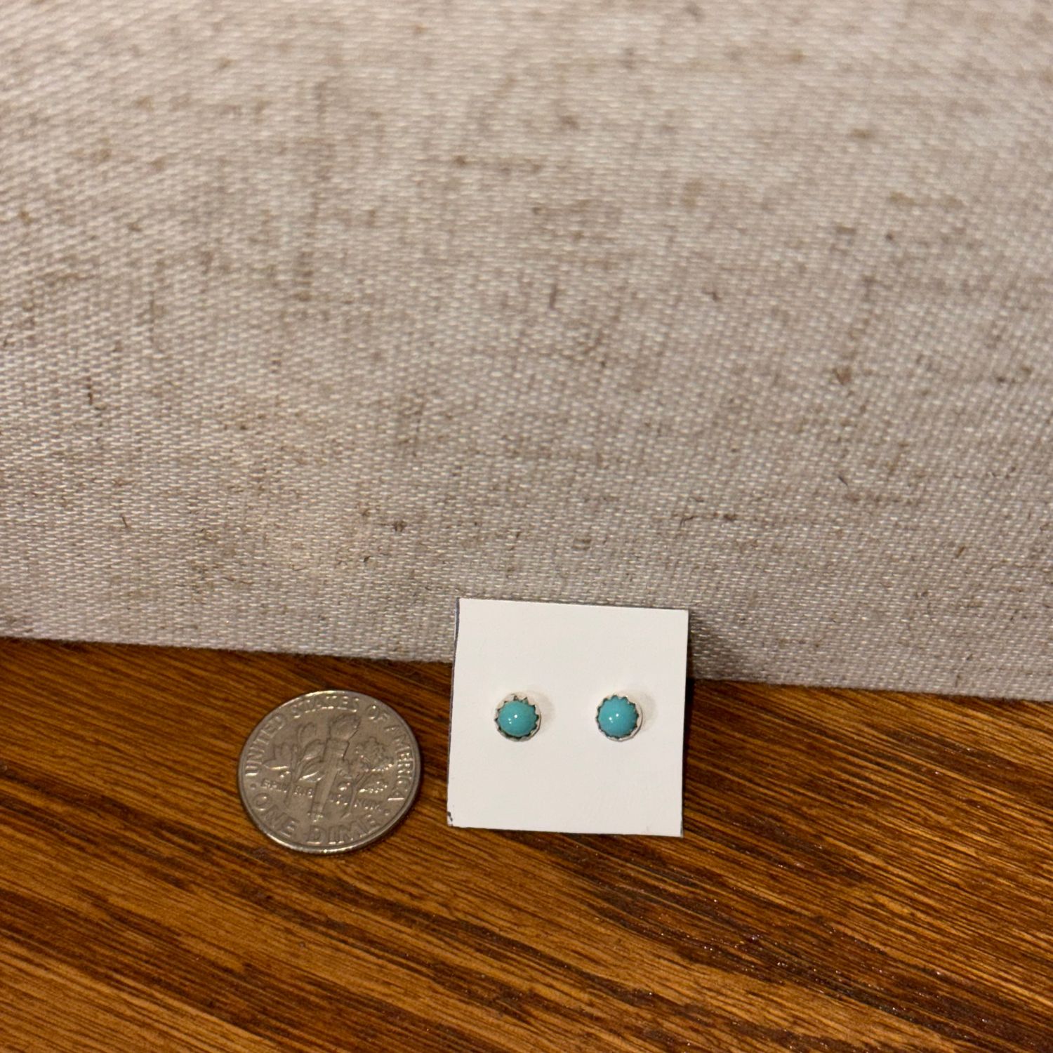 SS Kingman Turquoise Tiny Stud Earrings