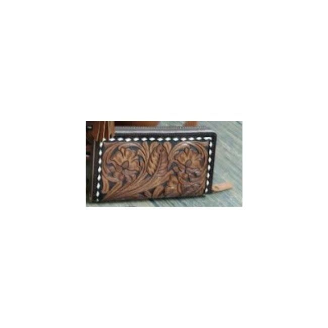 Large Wallet Tooled Leather w/Buckstitch