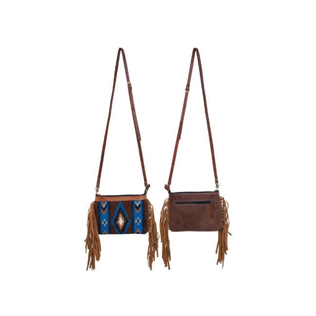 Crossbody Bag Blue/Tan Wool