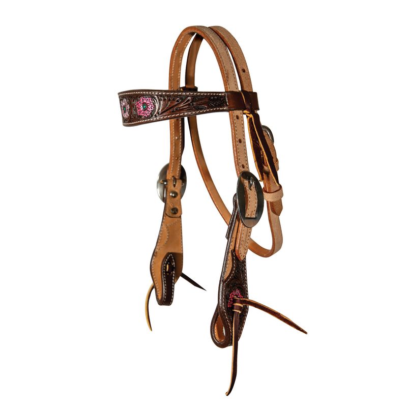 Pony Browband Headstall Pink Flower