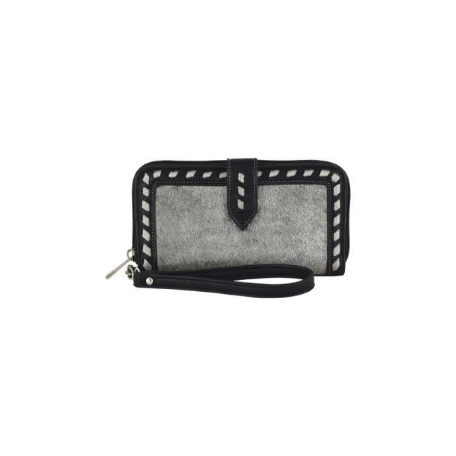 Hair  On Wristlet Wallet Black/Silver