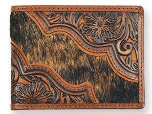 Floral Tooling w/ Brindle Hair Bifold Wallet