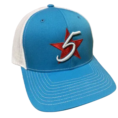 5 Star Cap Split Cyan/White w/logo