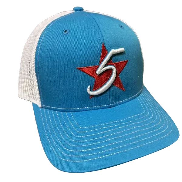 5 Star Cap Split Cyan/White w/logo