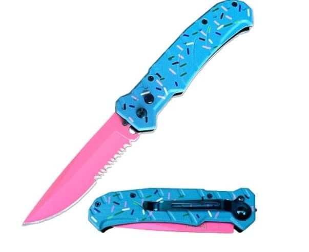 4.5" Pink Blade Knife - Blue Sprinkles