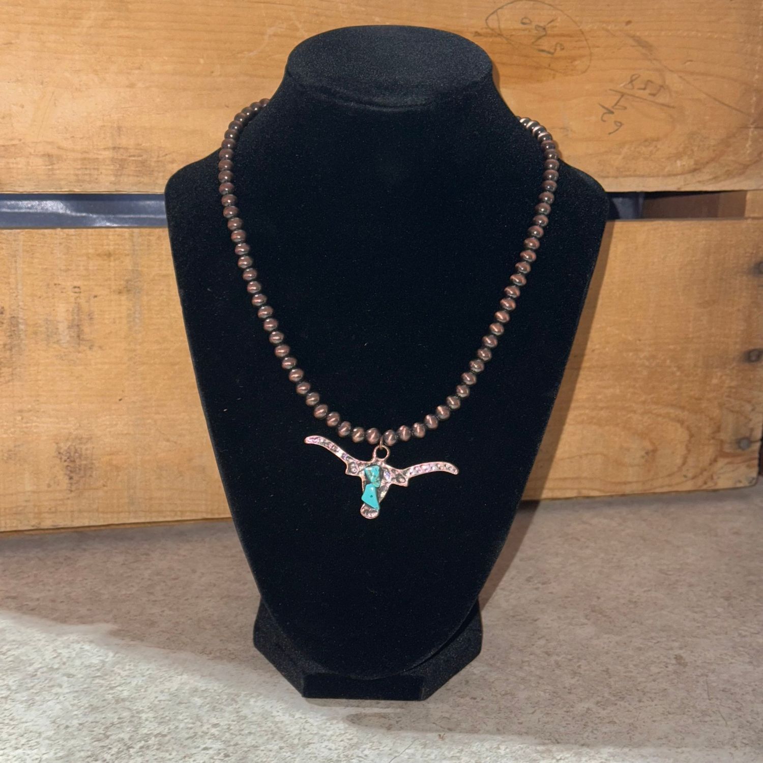 Copper and Turquoise Steer Necklace