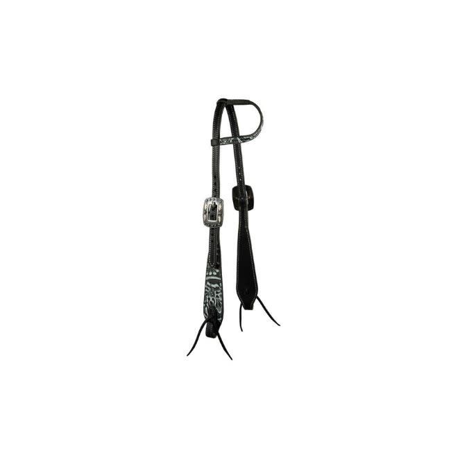 One Ear Swell Cheek Black/White Headstall