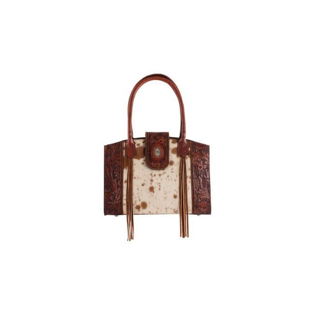 Brown Tote w/Tooling &amp; Hair On