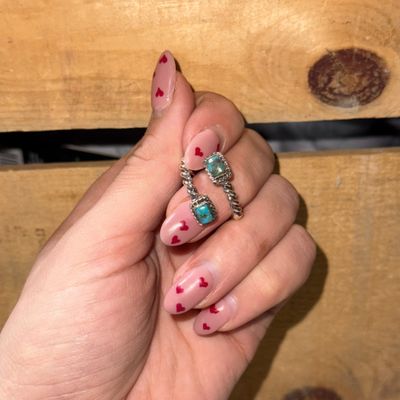 Turquoise Rectangle Cable Adj Ring