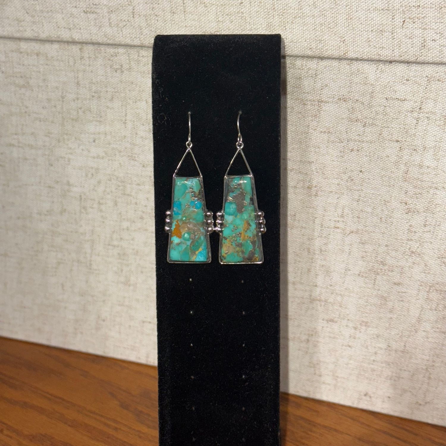 Turq Trapezoid Slab Earring