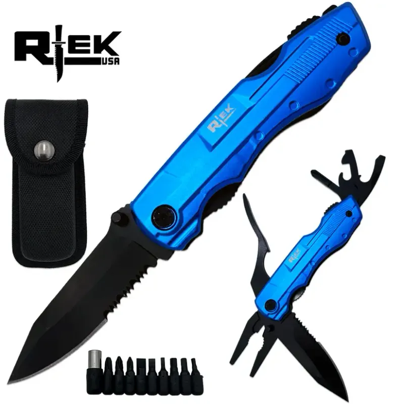 Rtek 4.5" Multi Tool Pocket Knife with Pliers Bottle Opener Screwdrivers &amp; Sheath