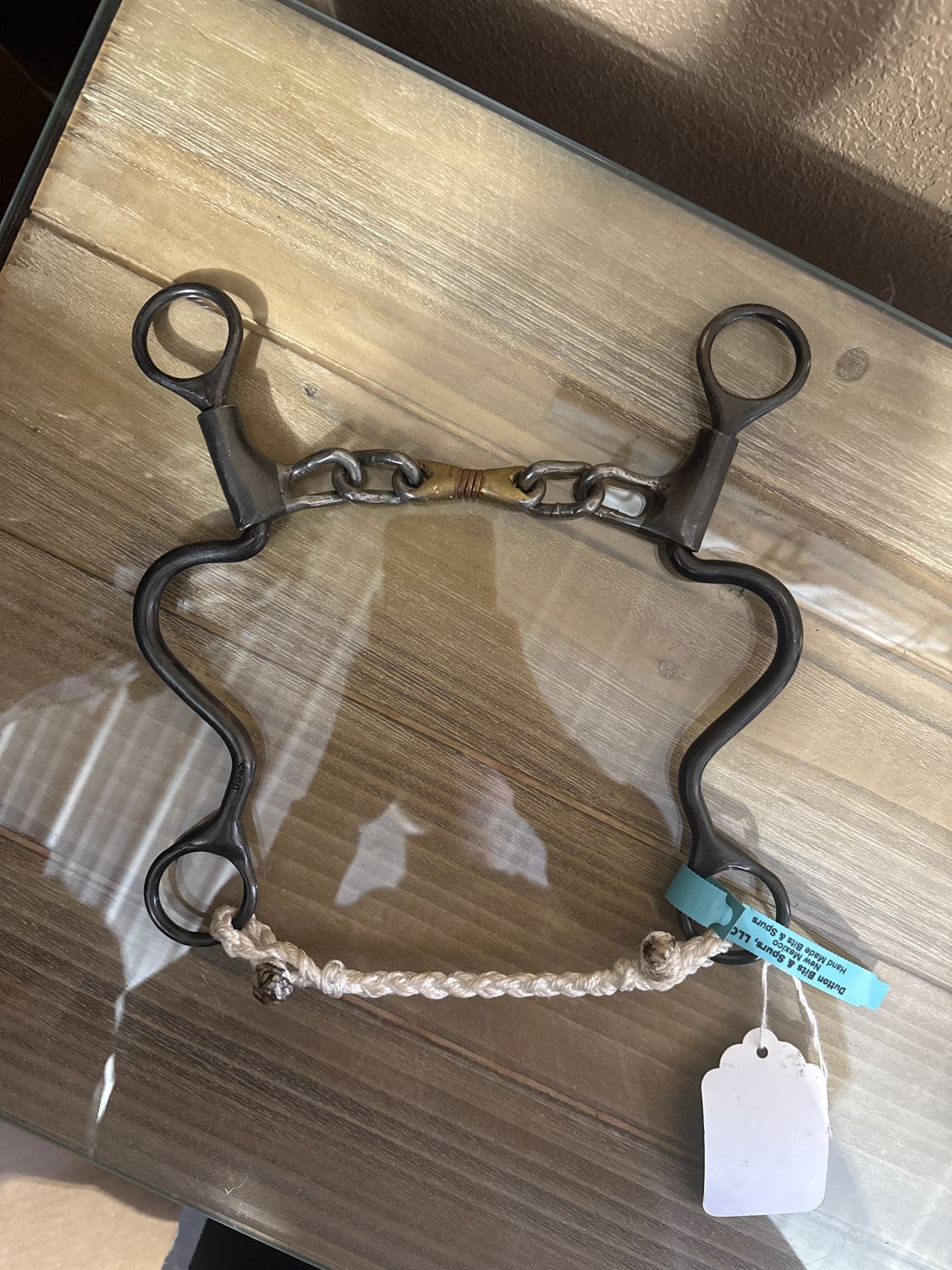 Chain w/copper wrapped dogbone center, long cavalry shank