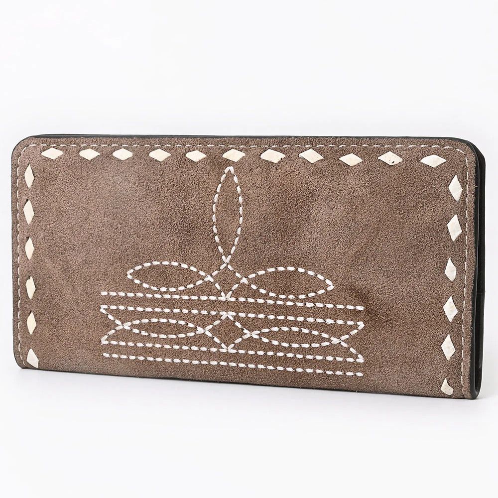 Suede Leather Wallet w/Whipstitch