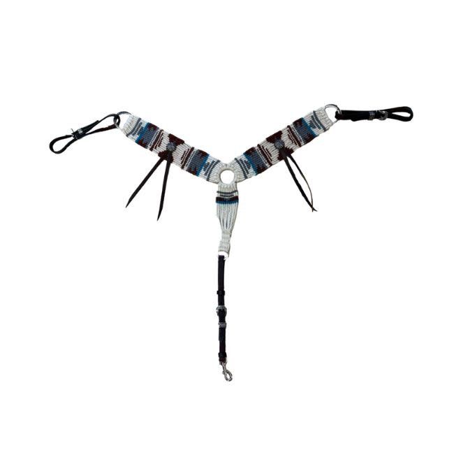 13 Strand Sedona Style A Tied Tied Breast Collar 100% Mohair, Dk Grey &amp; Teal