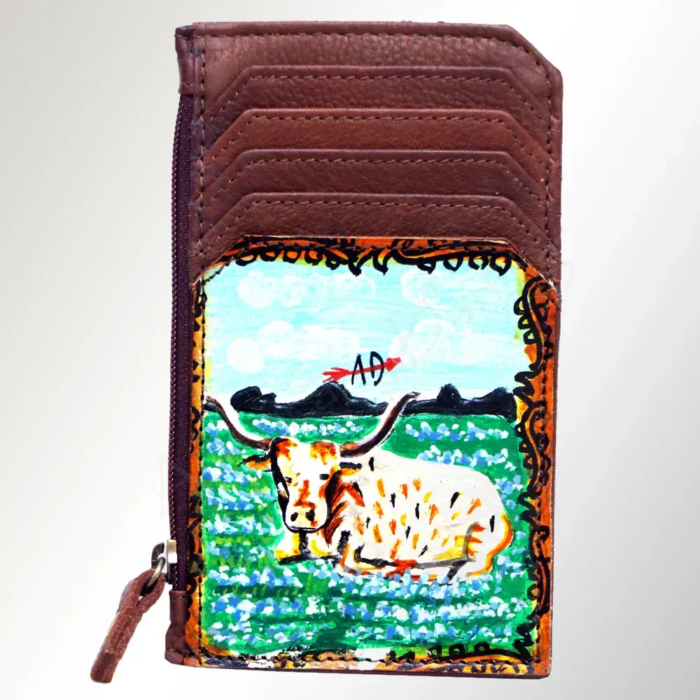 Steer Card-Holder Hand Tooled Genuine Leather