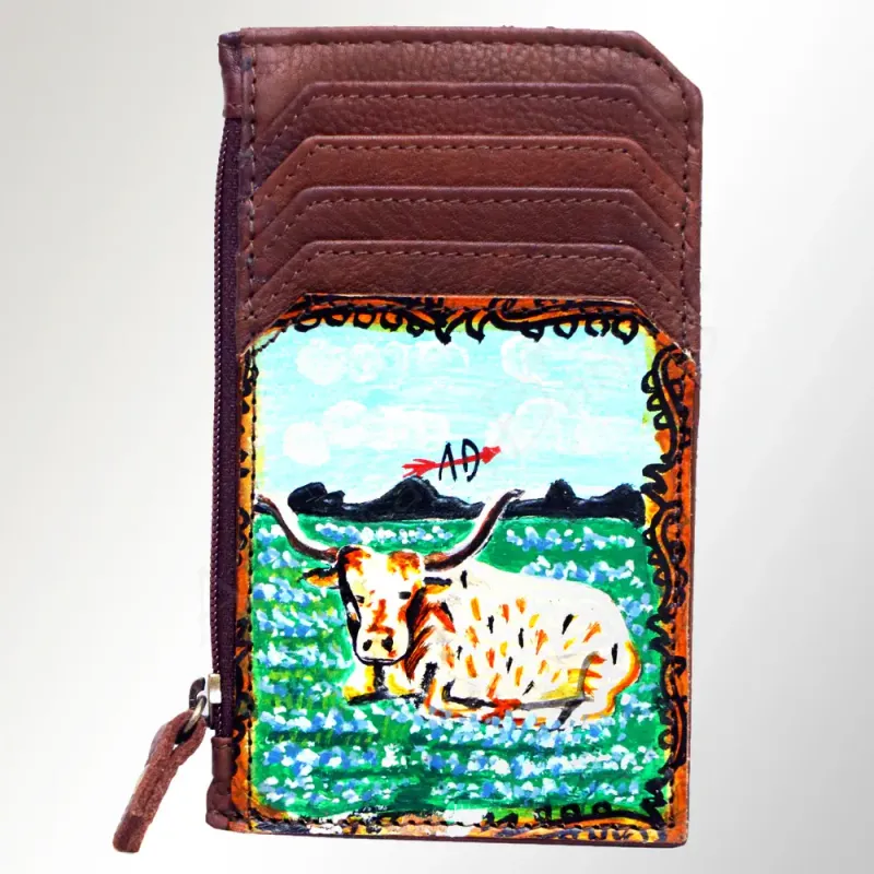 Steer Card-Holder Hand Tooled Genuine Leather