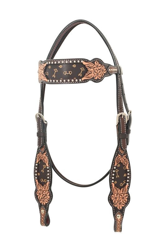 One Ear Headstall w/Brown Gator Print
