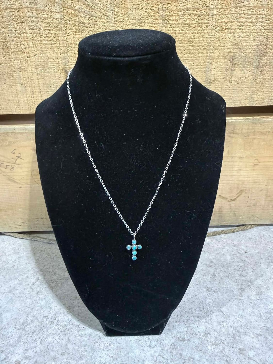 Petite Cross Turquoise Necklace