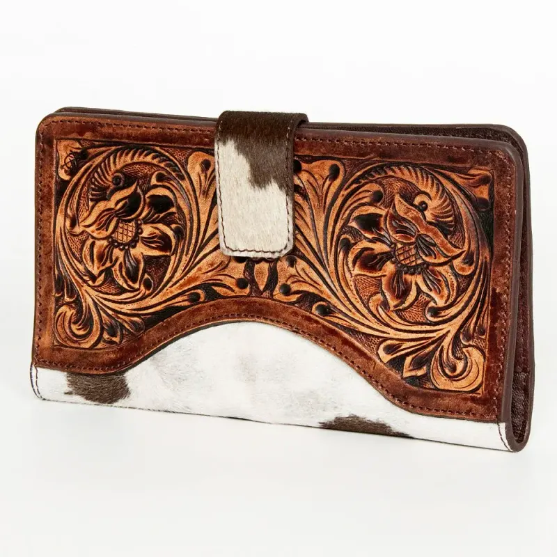 Hair on/Tooled Leather Wallet