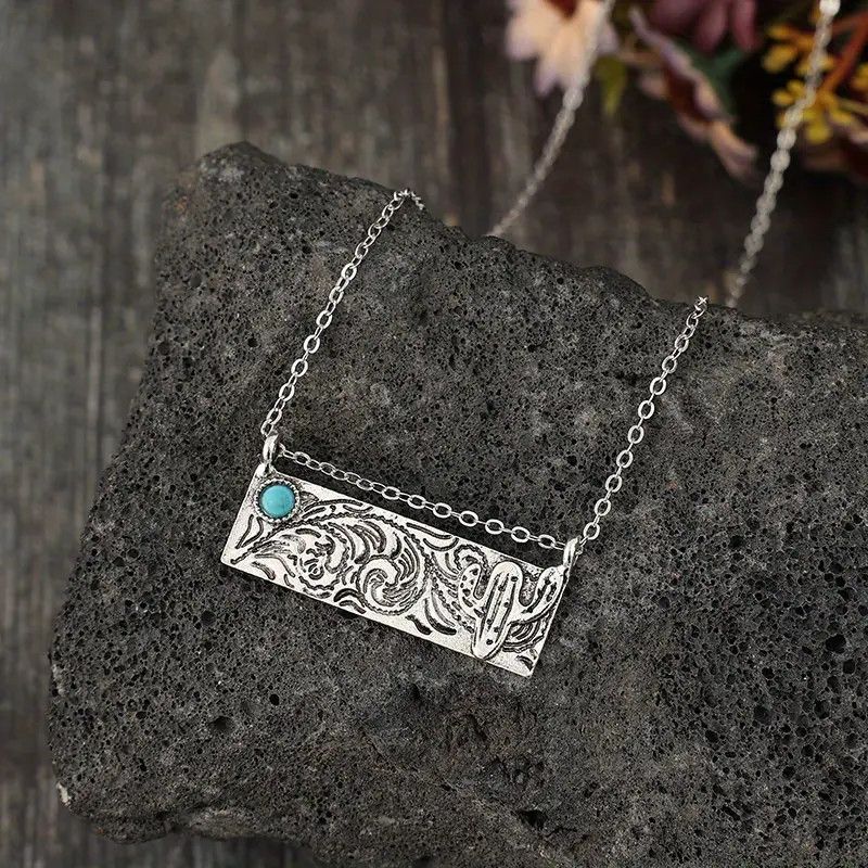 Bar Necklace with Turquoise