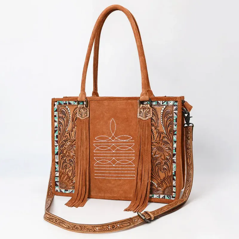 Tan Suede Western Tote
