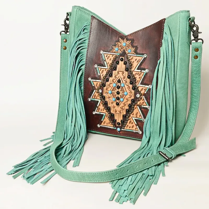 Aztec Mint Fringe Purse