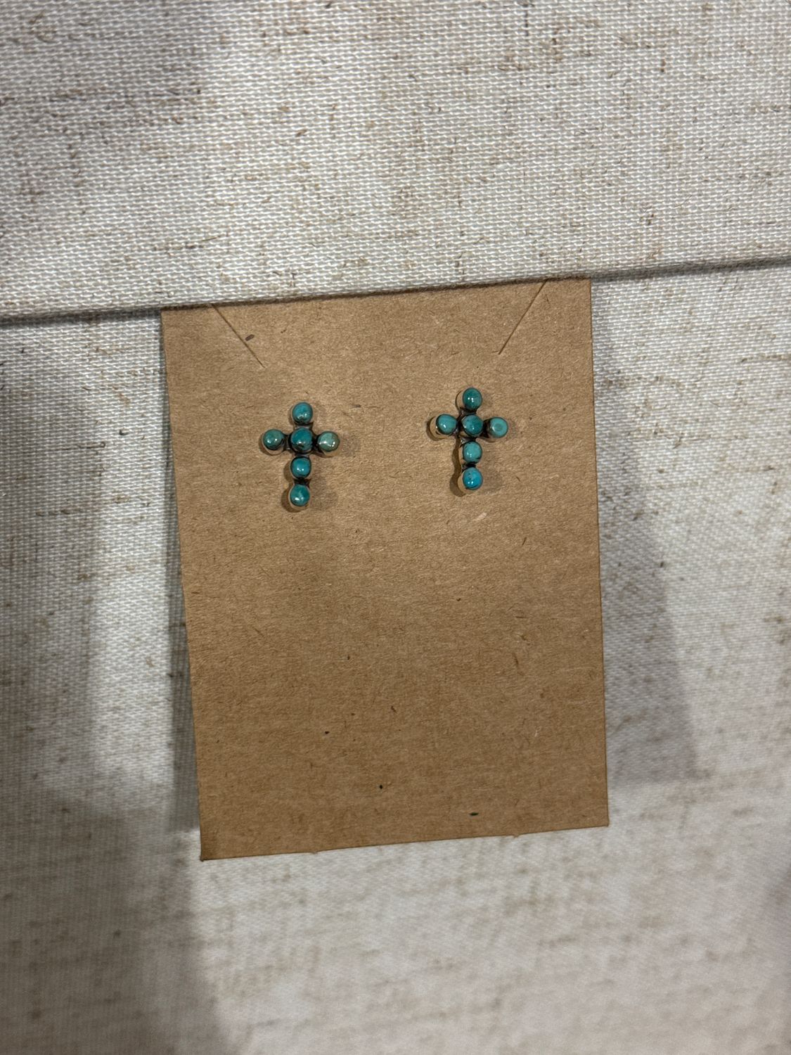 Petite Cross Turquoise Stud