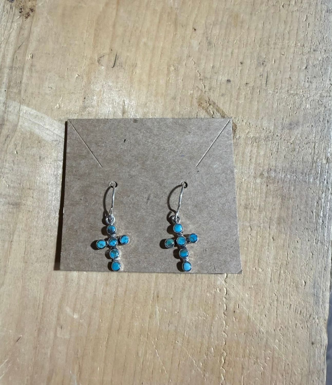Petite Cross Turquoise Earrings Hook