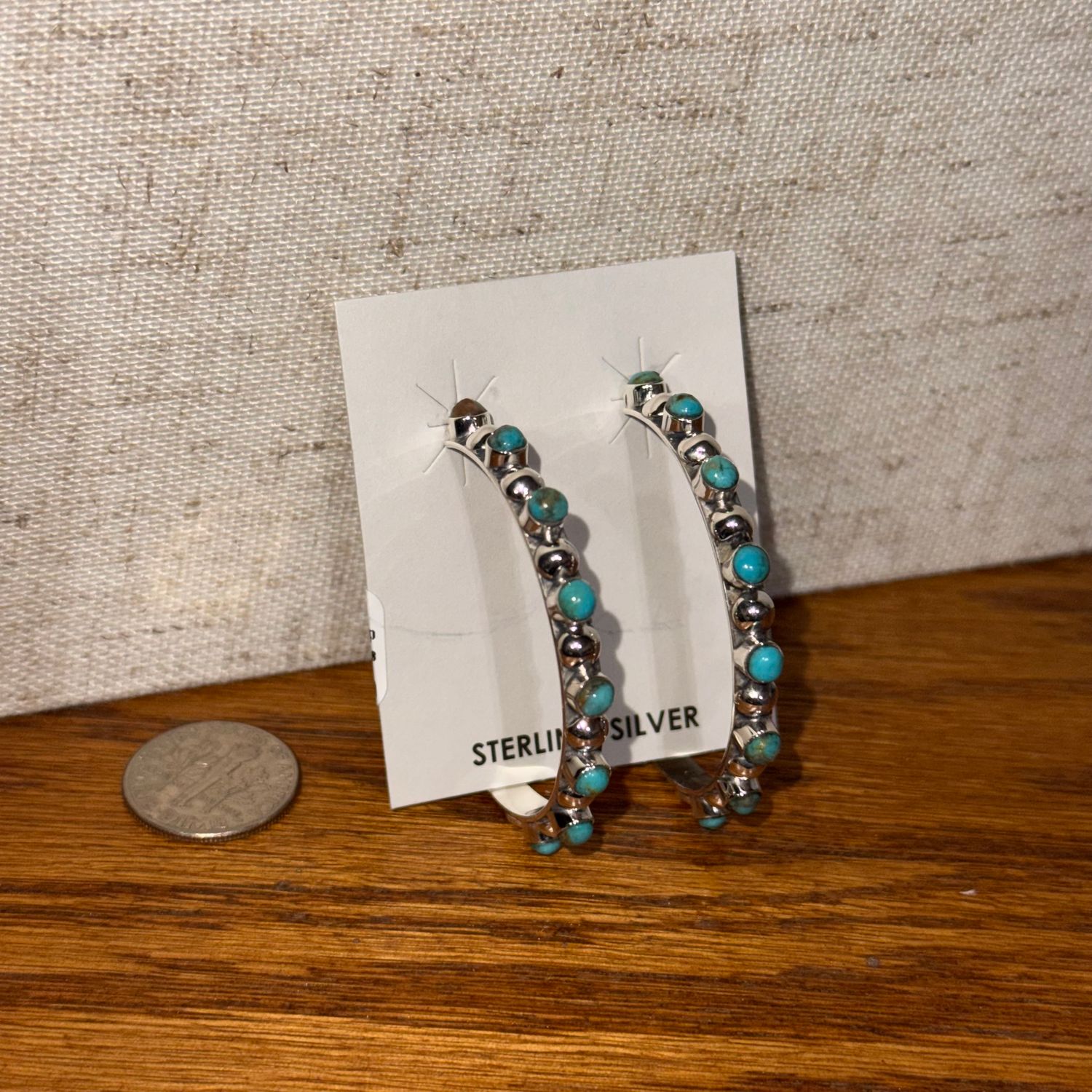 Turquoise/Ball Loop Earrings