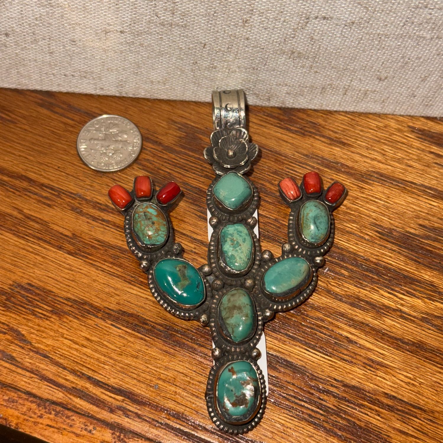 Large Turquoise Cactus Pendant