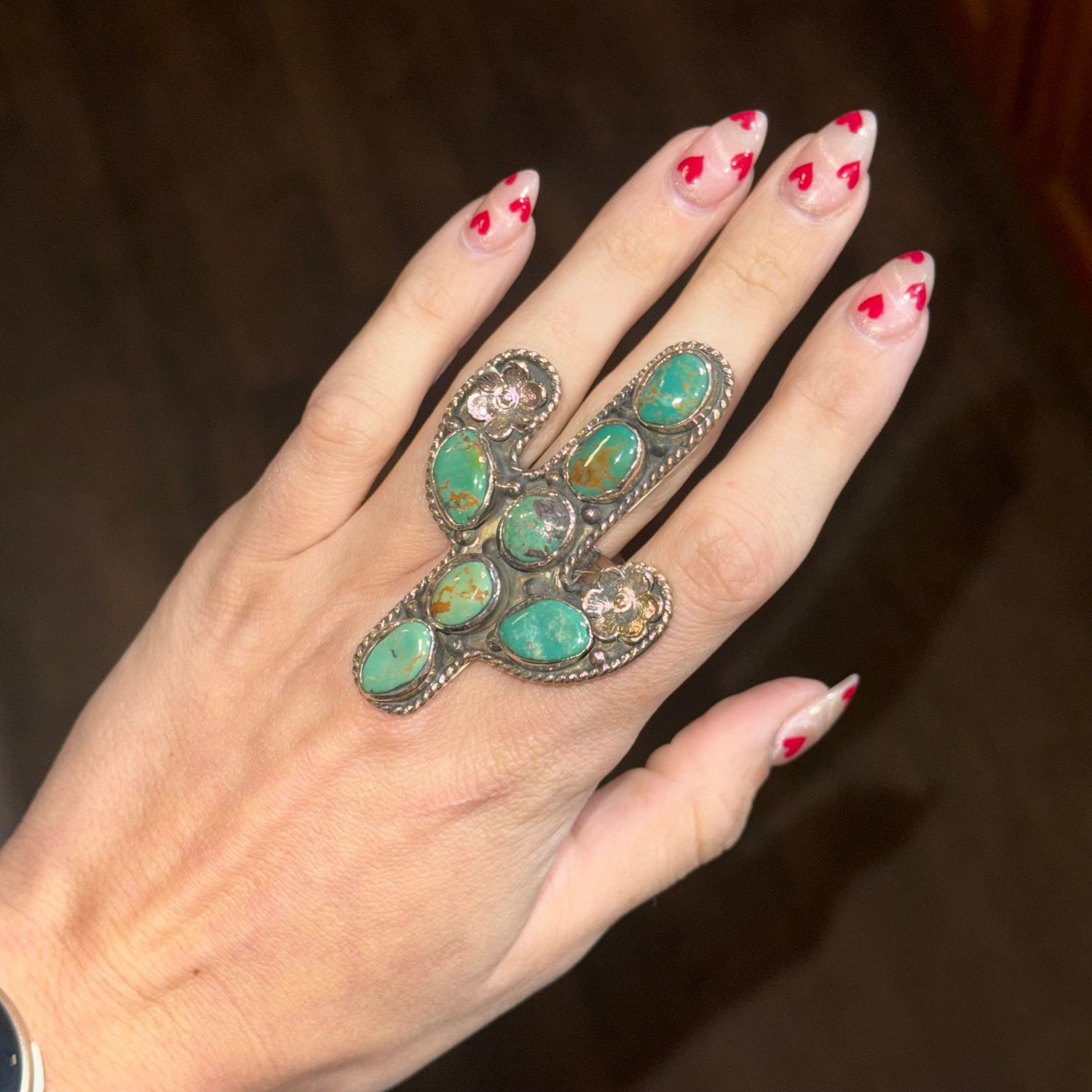 Large Turquoise Cactus Ring
