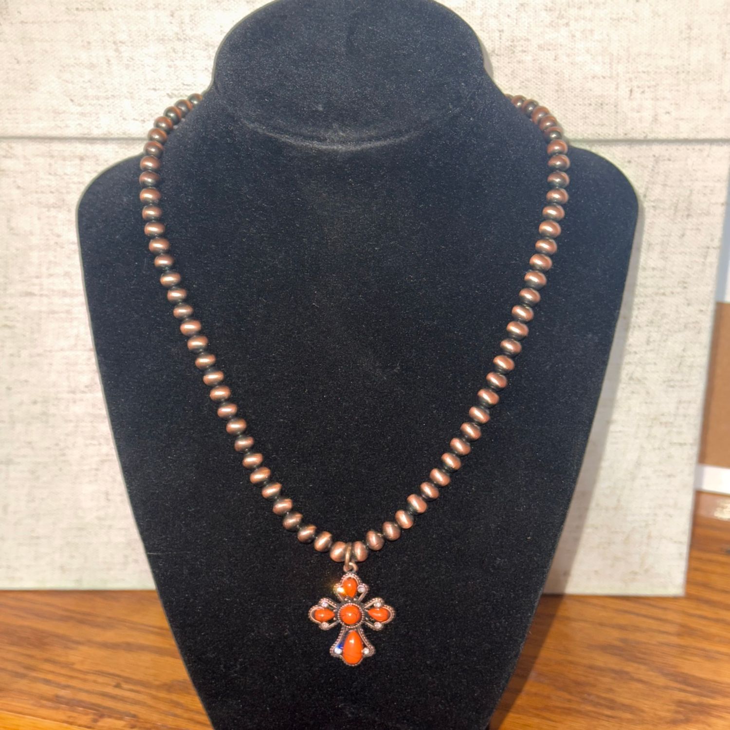 Orange Cross Necklace
