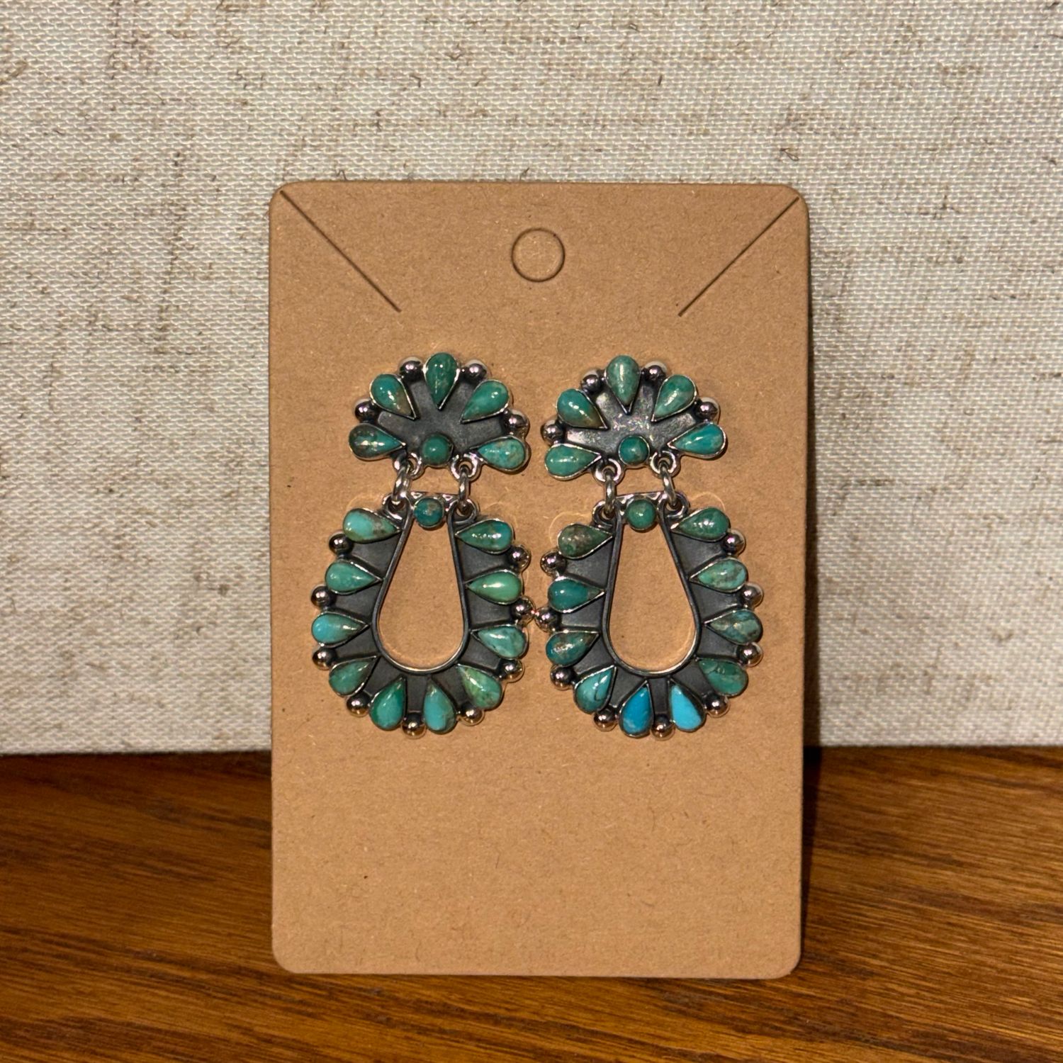 Turquoise Teardrop Dangle Cluster Post