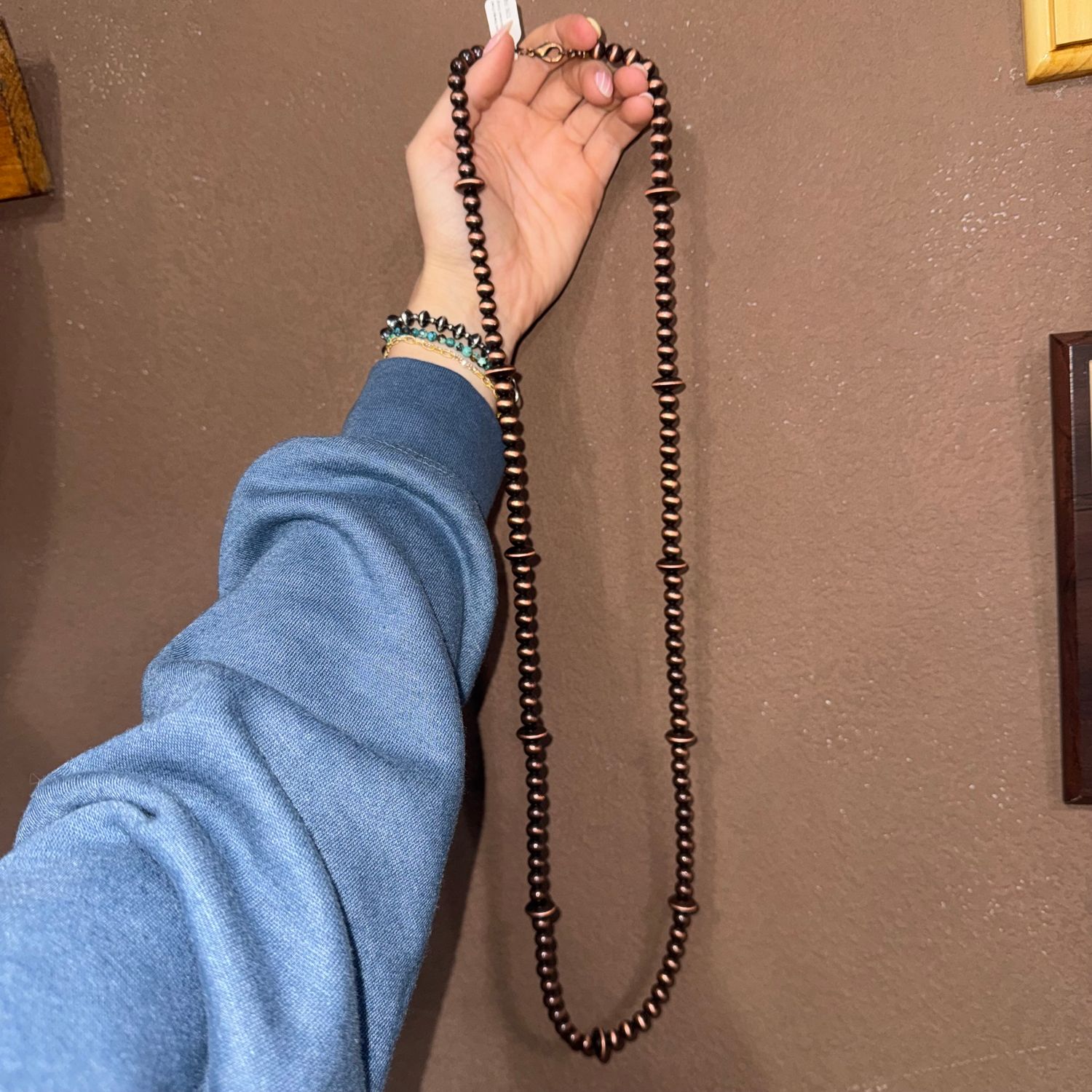 Copper Navajo Pearl Necklace (long)