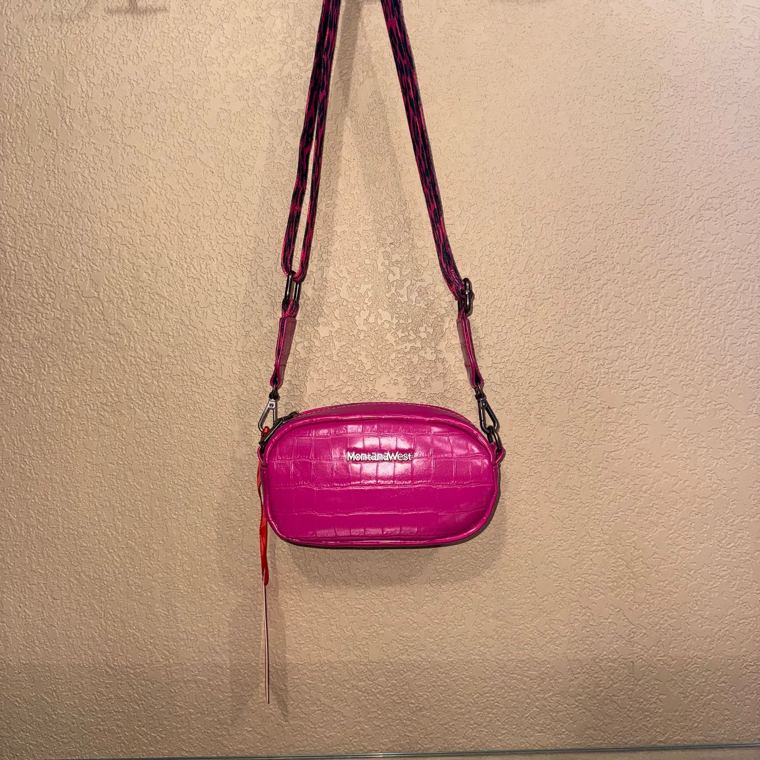 Montana West Pink Croc Print Crossbody