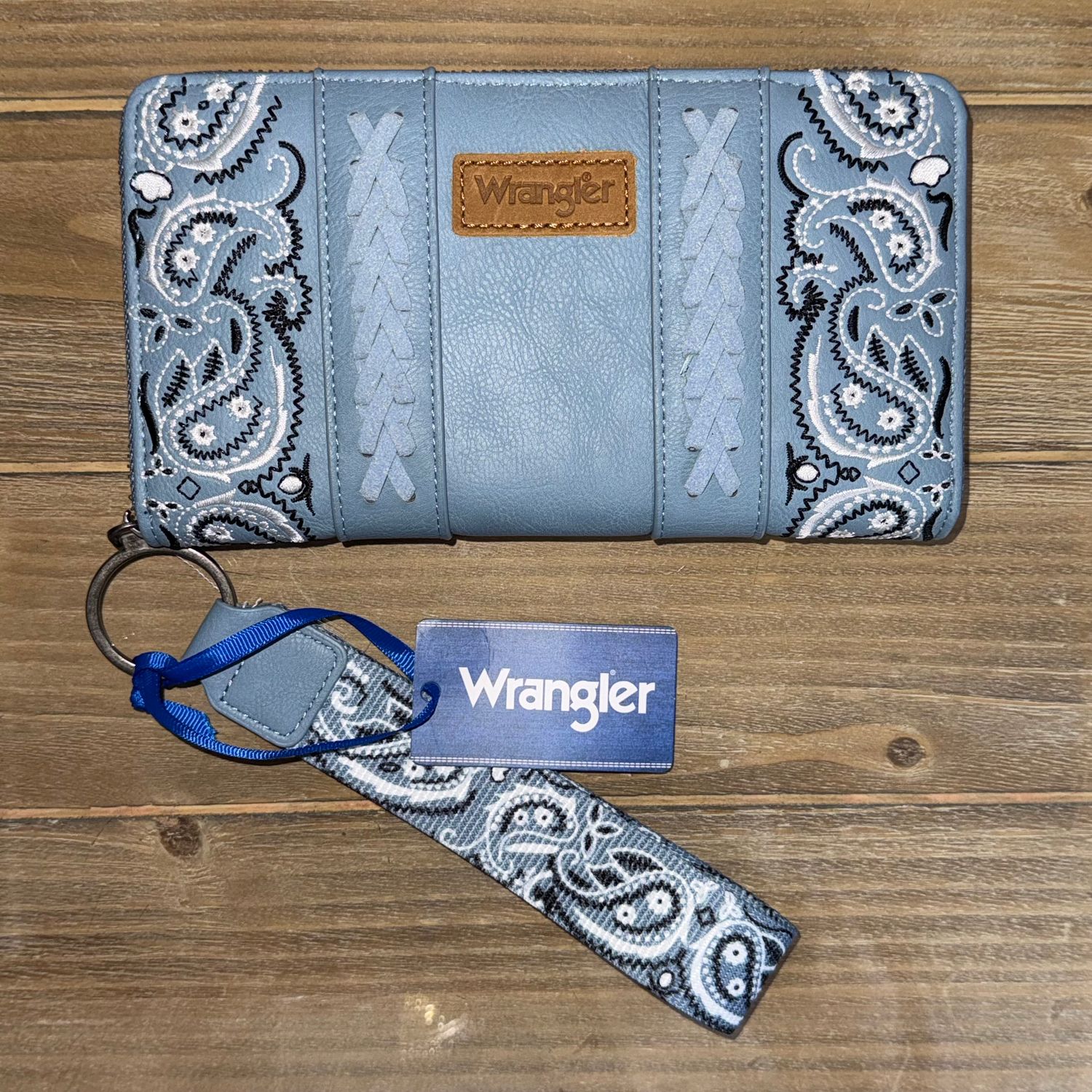 Blue Paisley Wristlet