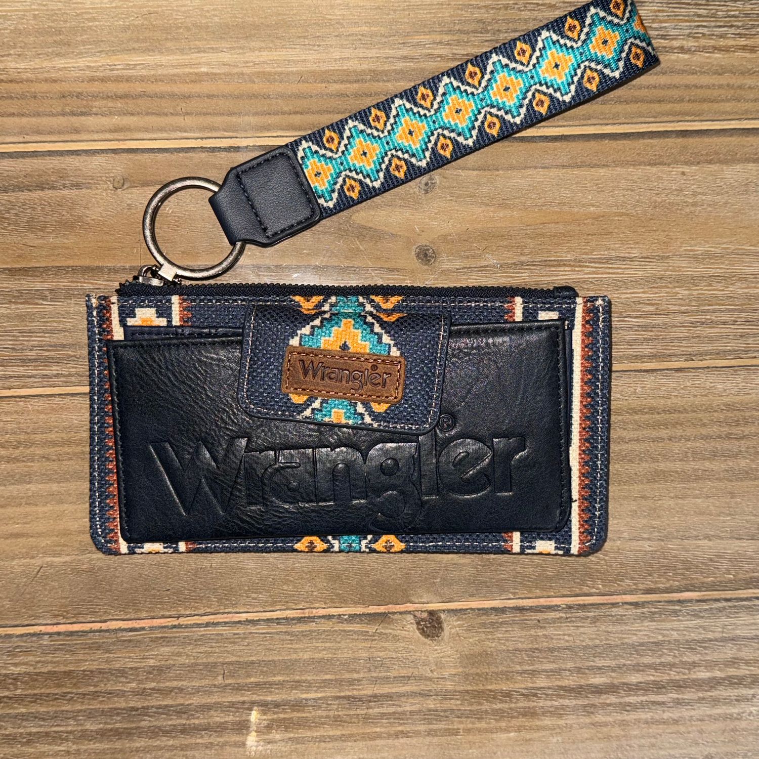 Navy Aztec Print Wallet Wristlet