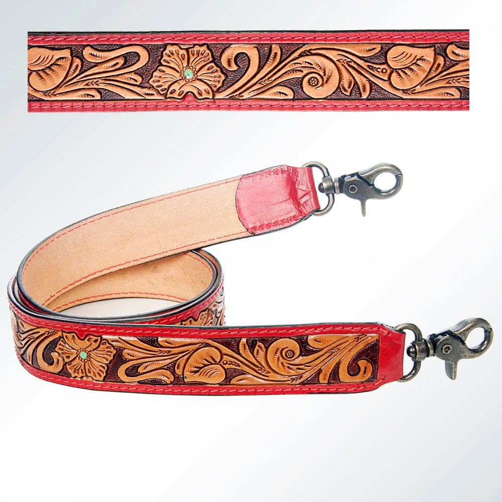 Red Tooled Purse Strap