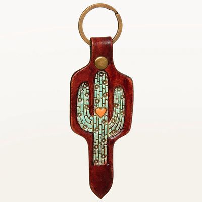 Cactus Shaped Tooled Keychain