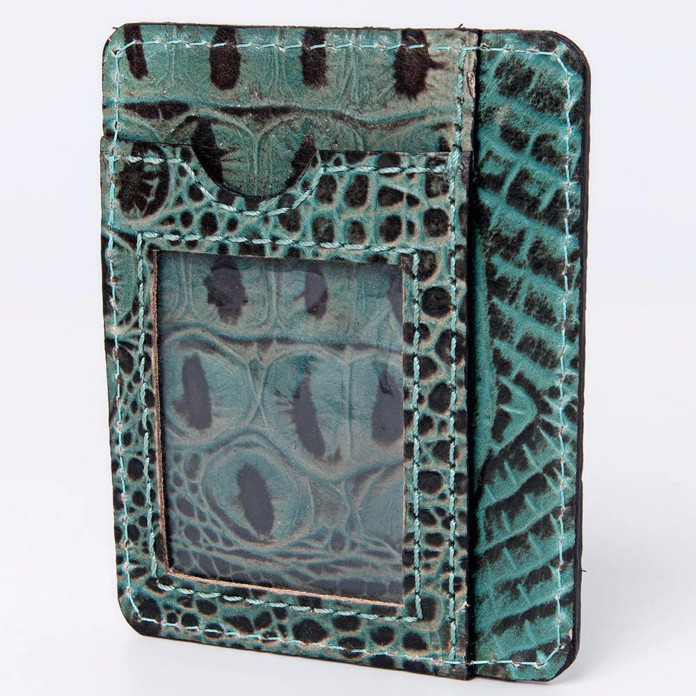 Green Croc Card Holder