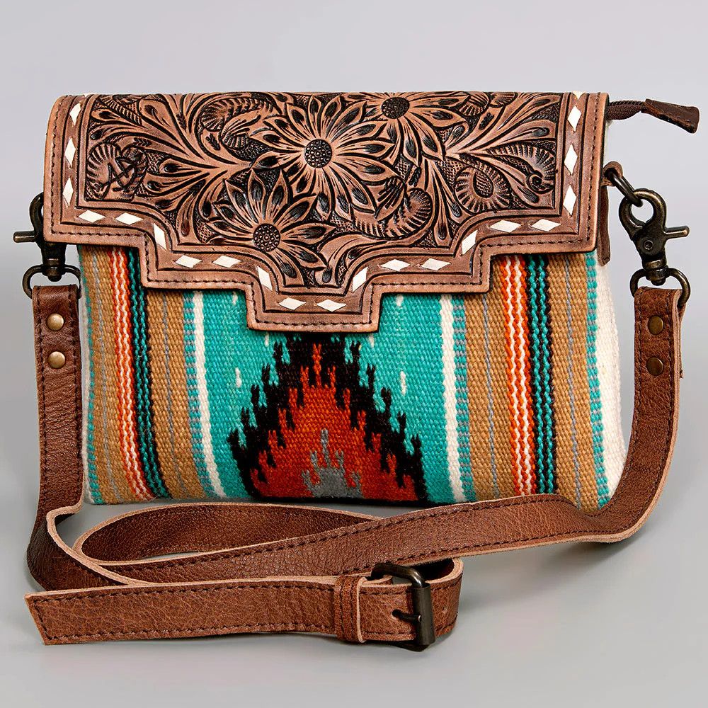 Woven Crossbody w/Sunflower Tooling