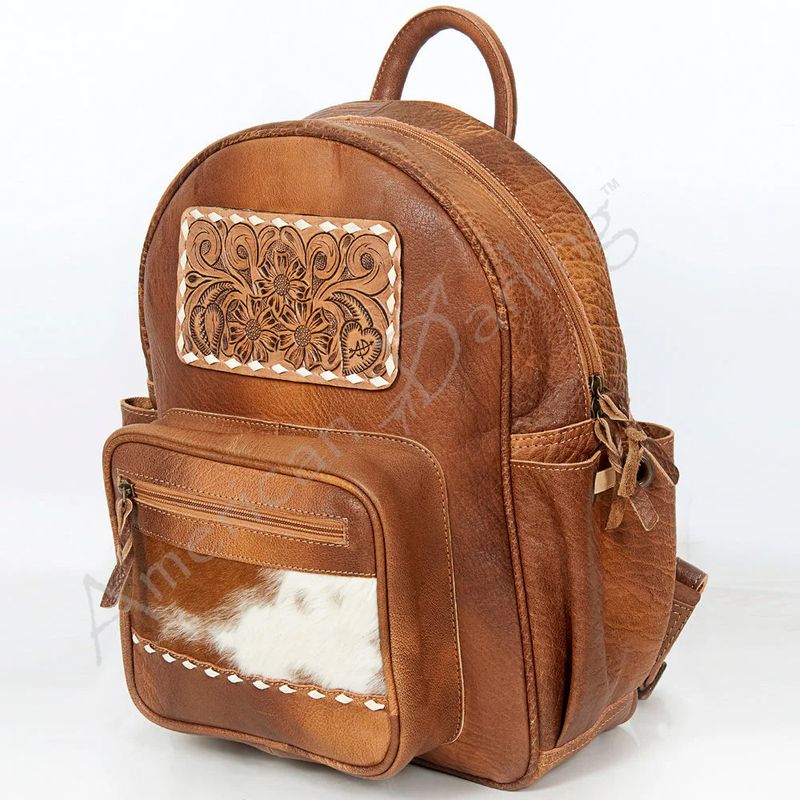 Backpack Hand Tooled Leather Western Cowhide
