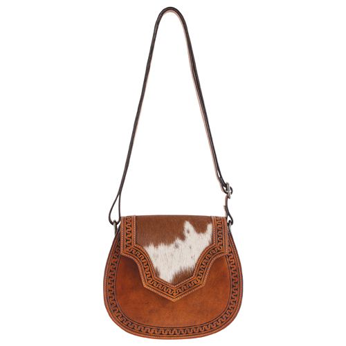 Tan Serpentine w/hair Saddlebag Purse