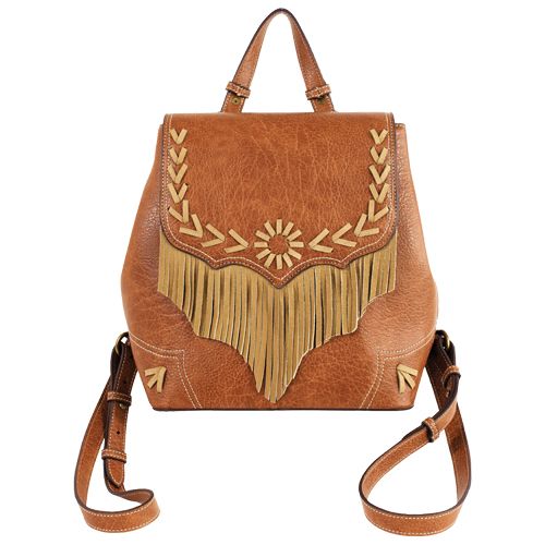 Mini Backpack Tan Leather Stitching