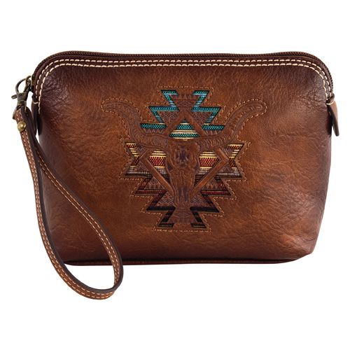 Cosmetic Pouch Brown w/Steerhead